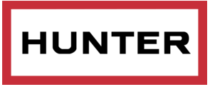 Hunter logo with a red border on a white background